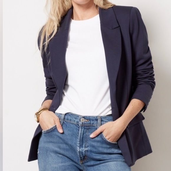 EVEREVE Navy White Removable Dickey 2 Button Dawson Blazer Sz XS Like New Preppy - Picture 2 of 15